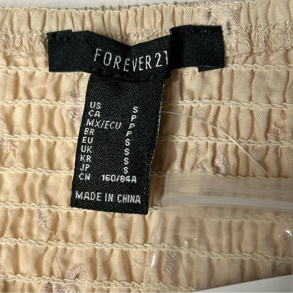 Forever 21 Eyelet Crop Top w Blk Velvet Ribbon Accent Coquette Fairycore Y2K - Picture 11 of 16